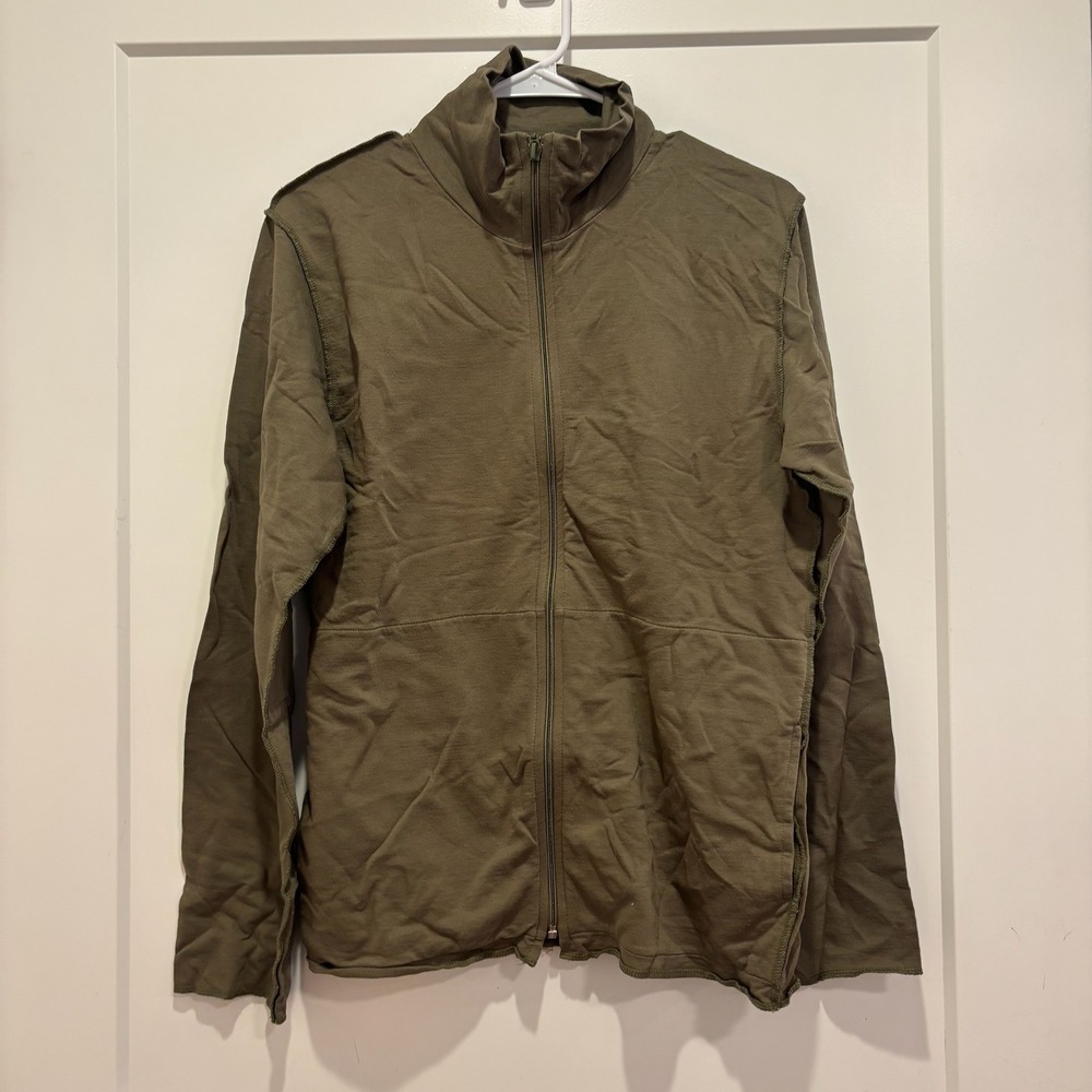 Alternative Apparel Vintage Soft Full Zip Jacket Olive Green Cotton Mens M